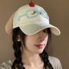 Cartoon Cherry Dog Baseball Cap Peaked Puppy Hat with Ears Fashion Glasses Puppy Cap Streetwear