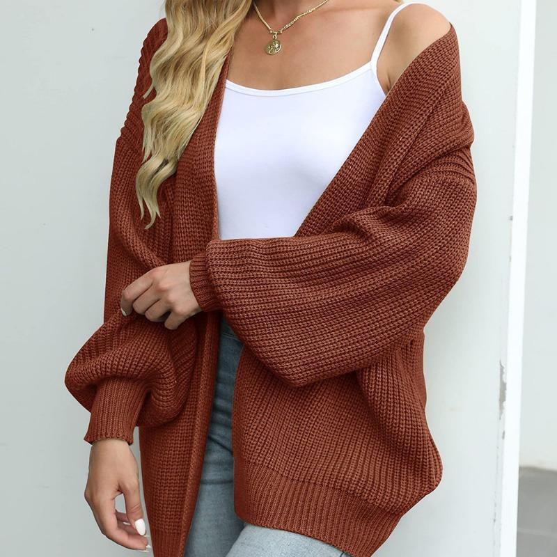 Women Autumn Long Lantern Sleeve Cardigan Sweater Casual Streetwear Fall Tops Coat