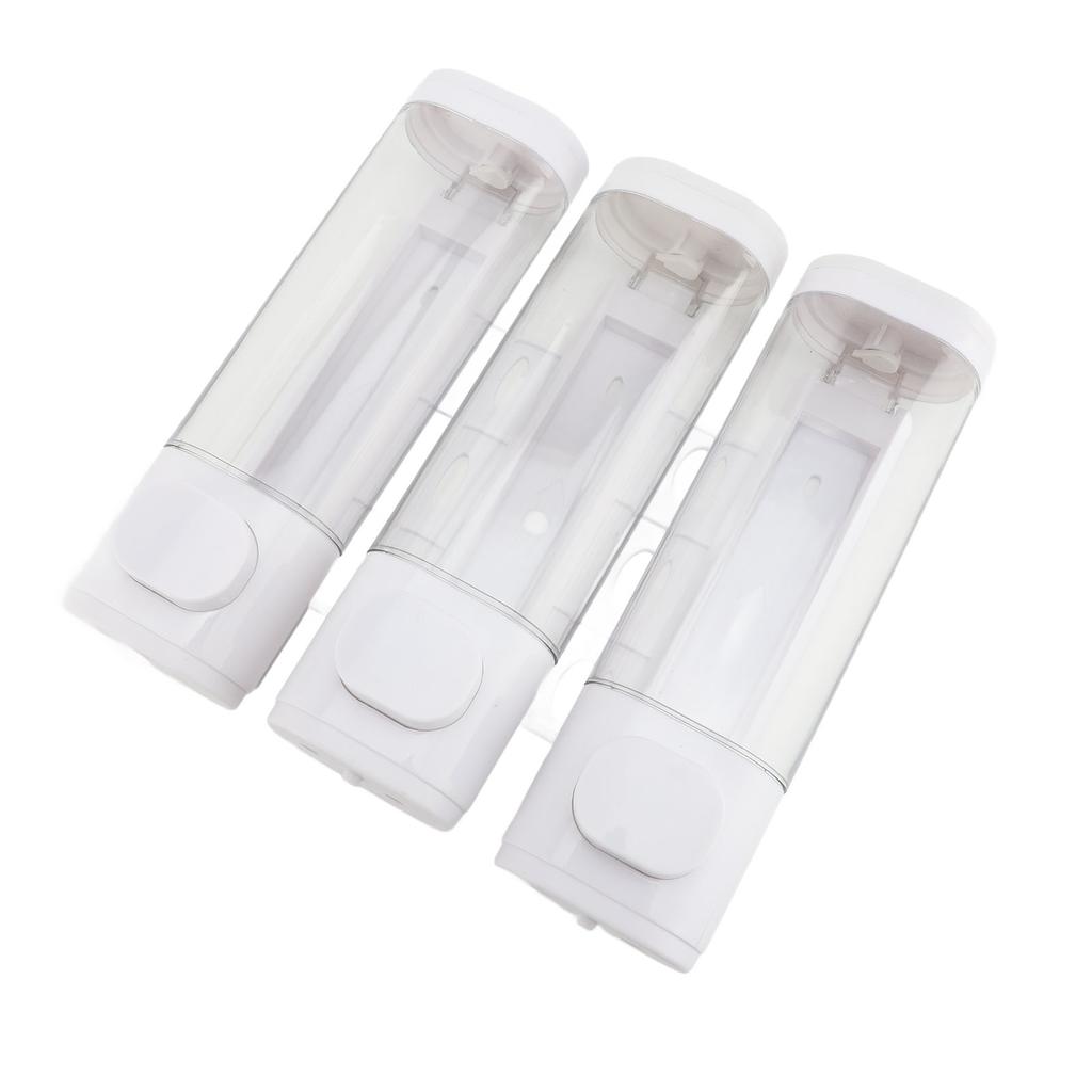 3 In 1 300ml Press Liquid Soap Dispenser Wall Mount Bathroom Shower Shampoo Hair Conditioner