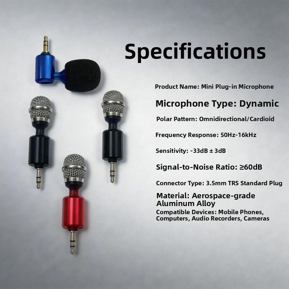 Bendable Mini Microphone 3/4 Level Metal Recording Microphone Condenser Microphone for Laptop
