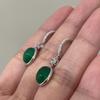 Серьги Xiancan из серебра 925 пробы с зеленым халцедоном - Элегантный и простой стиль