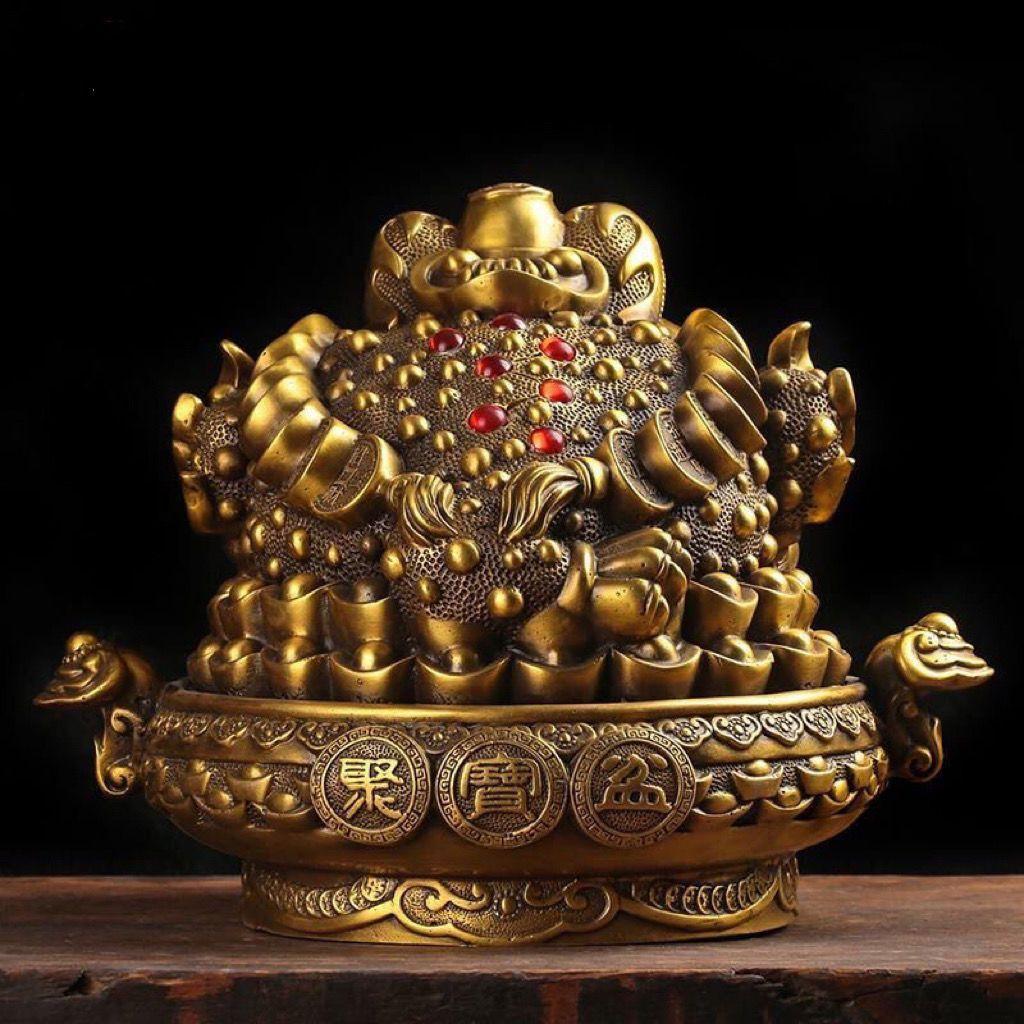 Горшок сокровищ из чистой меди Чжаоцай для привлечения богатства, трехногая золотая жаба, украшения для гостиной, подарок на новоселье