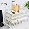 4Pcs 4-Tier Paper Organizer Stackable Desk Organizer Paper Tray Smooth Edge Transparent Workspace Organizers
