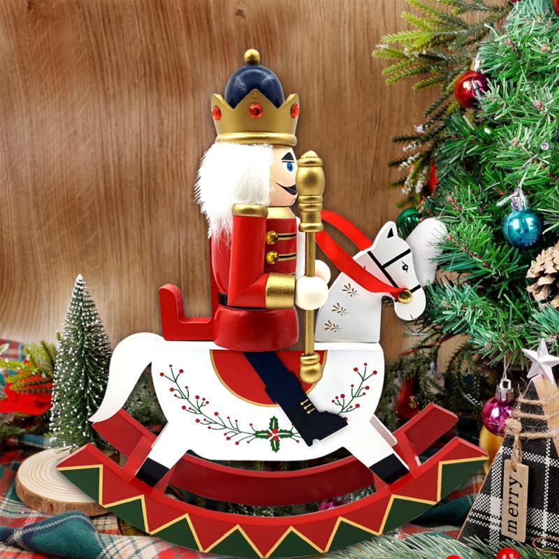 Традиционный деревянный Щелкунчик, лошадка-качалка, украшения, 12-дюймовая фигурка Щелкунчика, мини-кукла всадника