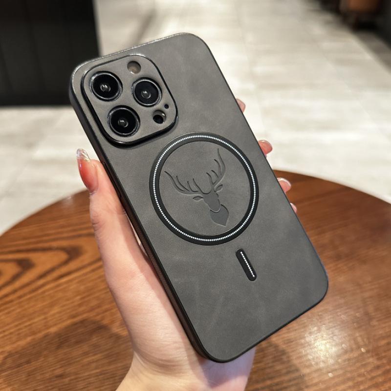 Luxury Magsafe Wireless Charge Deer Cortex Phone Case For iPhone 15 14 13 12 11 Pro Max X XS XR Max Plus Magnetic Bumper Cover
