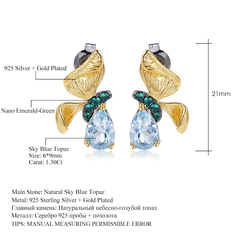 Оригинальные дизайнерские серьги-бабочки в естественном стиле, серебряные серьги 925 пробы с натуральным драгоценным камнем и аметистом, серьги