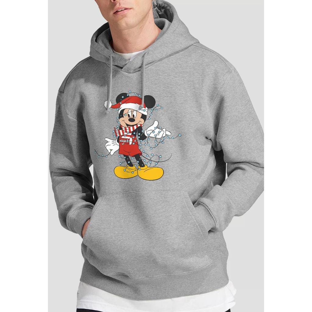 Disney Mens Mickey Mouse Christmas Lights Hoodie