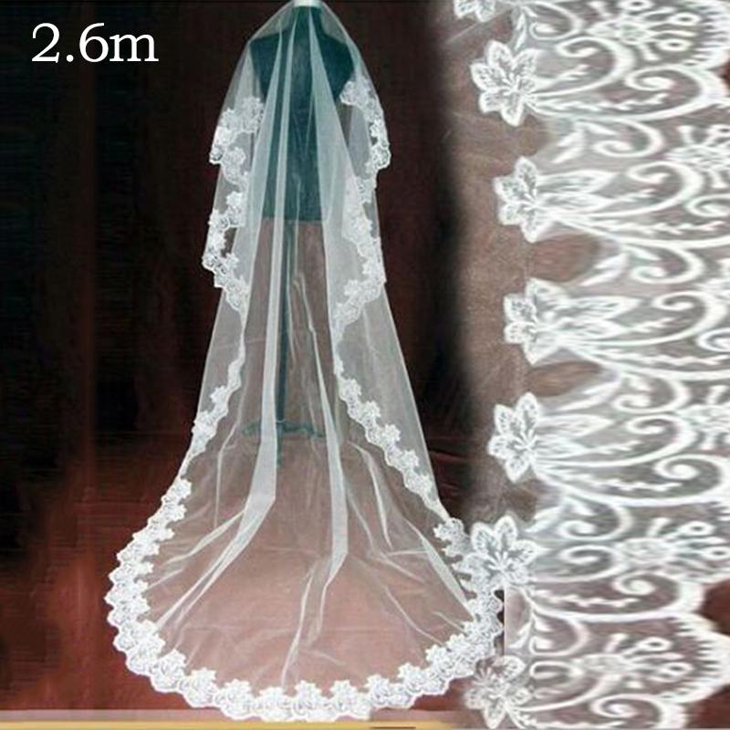 1pc Ivory White Bride Headwear Veil Lace Edge Tulle Accessories Wedding Bridal Church Comb