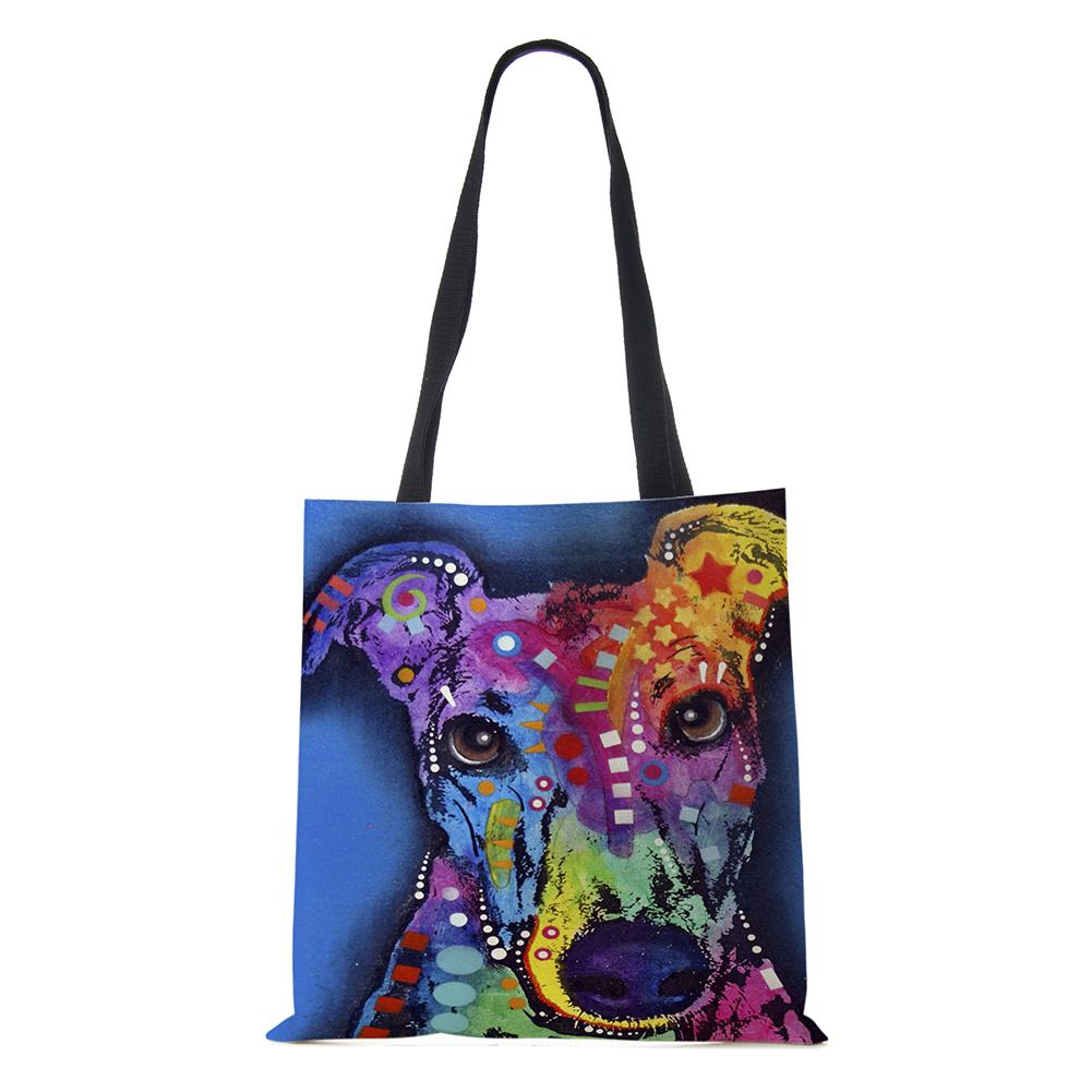 Женская сумка Холщовые сумки с принтом собаки Повседневные дорожные пляжные подарочные сумки KTY