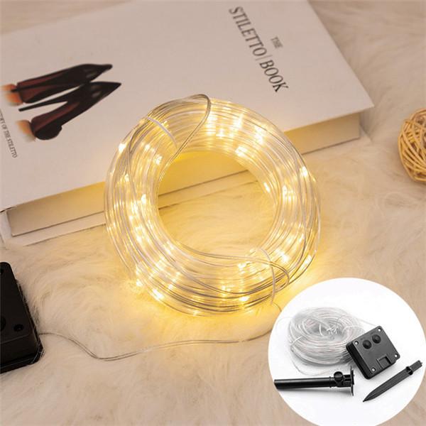 7 м/12 м/22 м/32 м светодиодная солнечная лампа для украшения сада сказочная гирлянда гирлянда уличная водонепроницаемая веревочная полоса свет Рождественская гирлянда Декор для вечеринки