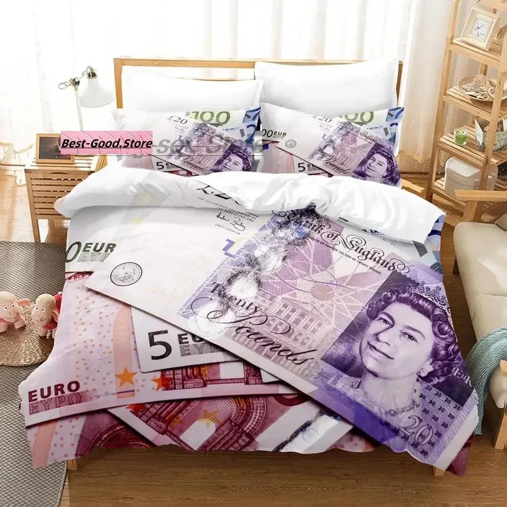Постельное белье Dolar Single Twin Ful Quen King-Sized Размеры Размеры Комплект постельного белья Взрослый Детская спальня Комплекты пододеяльников 3D печать Деньги Комплект простыней