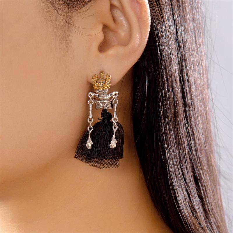 Серьги-подвески на Хэллоуин в виде короны, черепа и скелета для женщин, готические висячие серьги, панк-украшения в подарок