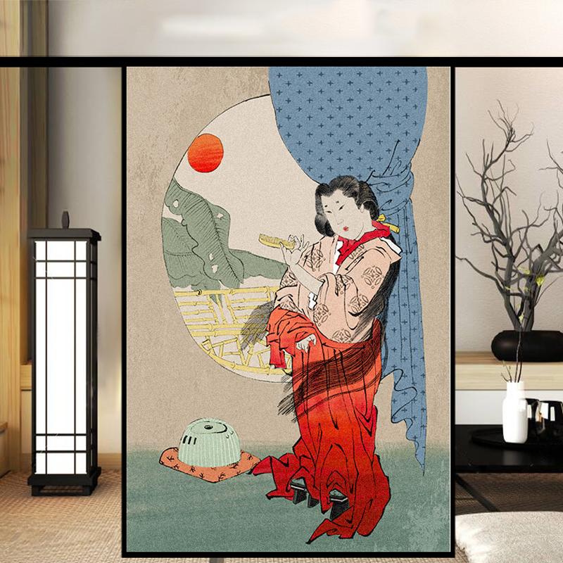 Японская пленка для окон Ukiyo-e, статическая наклейка на стекло, наклейка на раздвижную дверь ресторана, непрозрачная солнцезащитная пленка