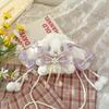Новая Lolita Kawaii Кролик с висячими ушками Сумка Бант Милая Плюшевая Сумка Жемчуг Оригинальный Рюкзак Через Плечо Подарок Девушке