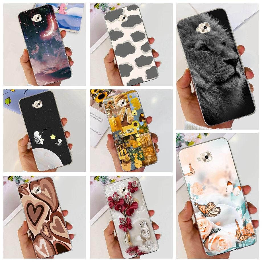 Soft TPU Slim Capa For ASUS ZENFONE ZOOM S ZE553KL Case ASUS ZENFONE 4 SELFIE ZD553KL Back Cover Transparent Cow Print Lion Etui
