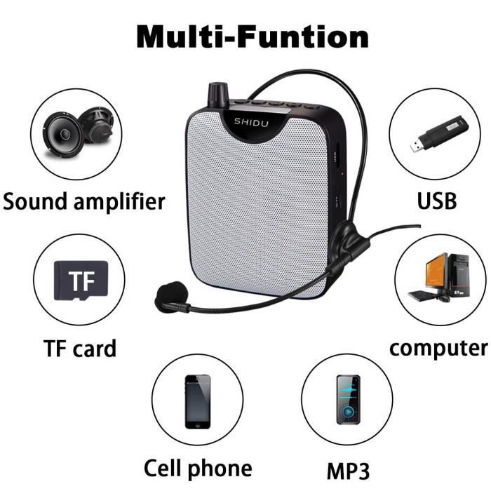 Усилитель голоса, 10 Вт Мини Портативный Перезаряжаемый Сверхлегкий Усилители голоса портативный динамик усилитель для микрофона, УВЧ мега