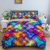 Geometric Duvet Cover Set Colourful 3D Design Polyester Comforter Cover Bedding Set King Queen Twin Full Size For Kids Teens Boy