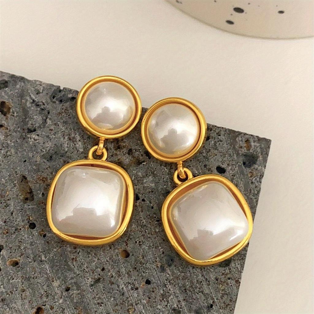 1 пара простых легких роскошных ретро квадратных сережек-гвоздиков с имитацией искусственного жемчуга, женские модные украшения для вечеринок, свадебный подарок