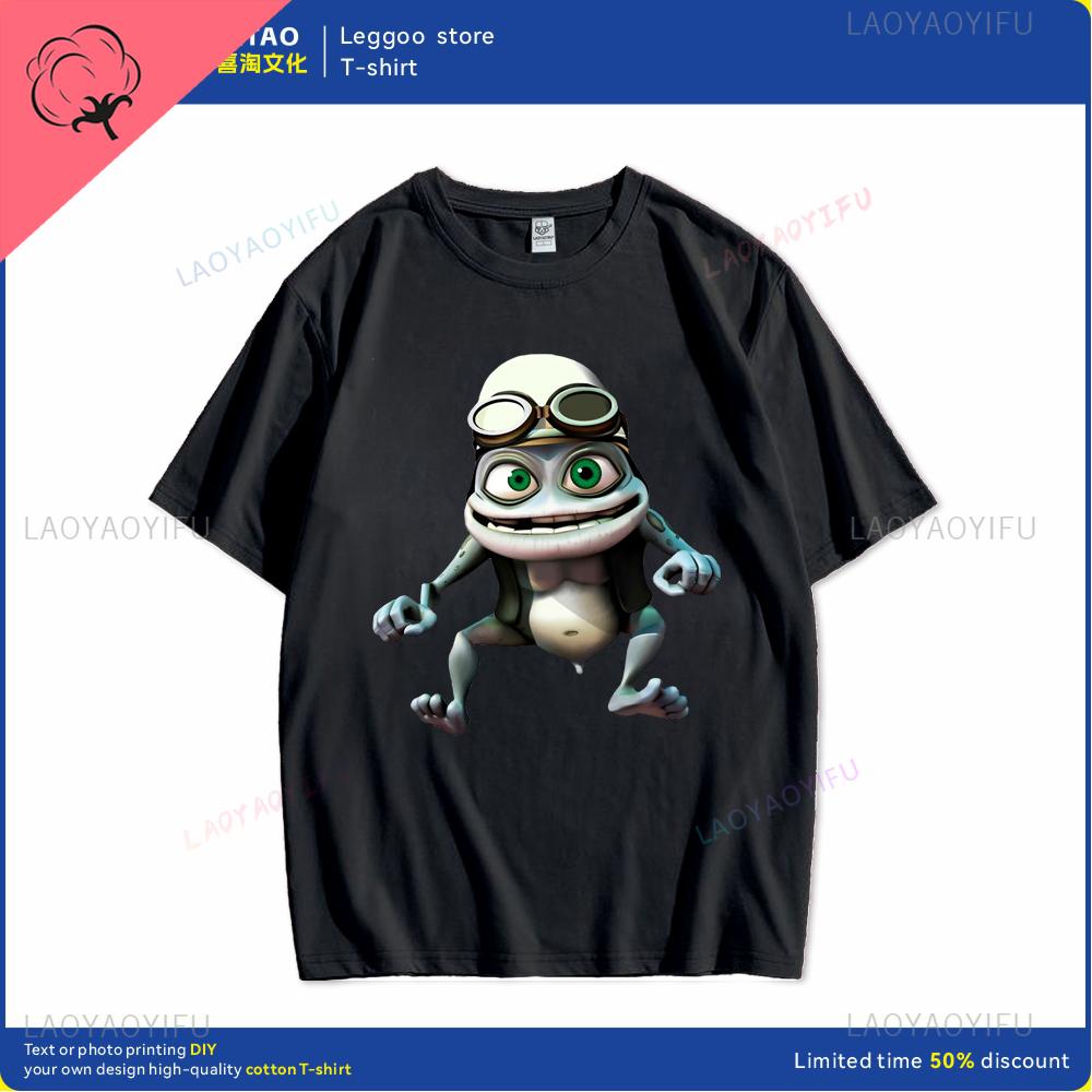 Футболка Crazy Frog Футболка Crazy Frog Хлопковая Футболка с принтом Короткий рукав Повседневная Мужская Милая Футболка Хип-хоп Харадзюку Стритвир
