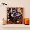 Fall Holiday Decoration Halloween Faux Pearl Art DIY Kit, 3D Bead Embroidery Craft Set, Spooky Handmade Ghost Pumpkin Goat Witch Wall Art, Seasonal