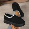 Женские зимние ботинки нового осеннего стиля 2025 года - Теплые повседневные ботинки-слипоны на толстой подошве с флисовой подкладкой для леди