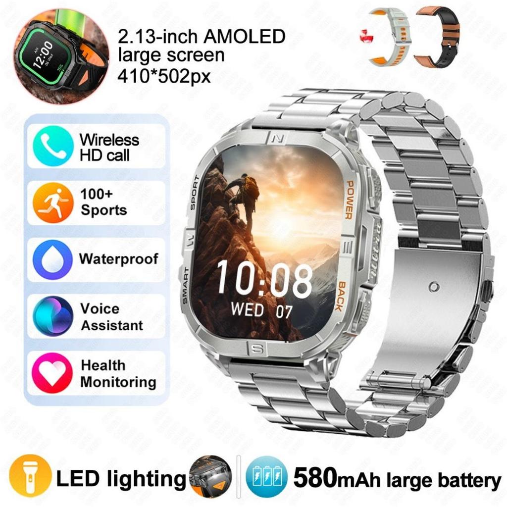 Новые умные часы GPS для улицы Барометрический компас Светодиодный фонарик 580 мАч Водонепроницаемость 3 АТМ 100+ спортивных режимов Здоровье BT-звонок Смарт-часы