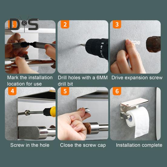 Держатель для туалетной бумаги с полкой из нержавеющей стали, держатель для туалетной бумаги, настенное крепление, винт, водонепроницаемая, устойчивая к ржавчине полка для телефона, держатель для духов