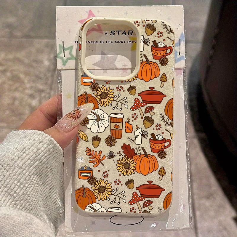 Чехол для телефона с рисунком осенних листьев, тыквы и подсолнухов для iPhone 17 16 15 14 13 12 11 Pro Max 7 8 Plus X XR XS 16e Мягкий чехол из ТПУ