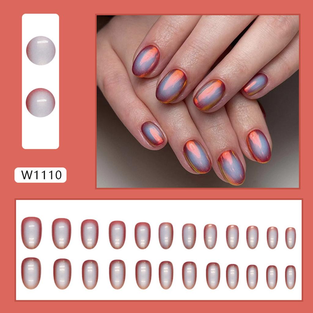 Aurora Short Round False Nail No Fading Long Lasting Resin False Nail for Lady Beauty Nail Makeup