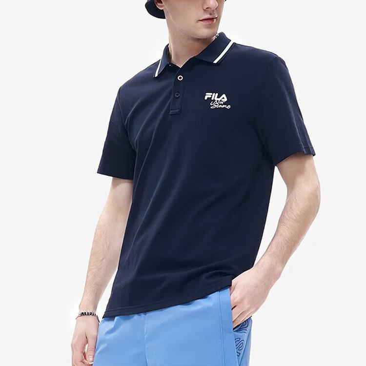 Fila Fusion Логотип Буквы Свитшот Теннисная Рубашка Поло с Коротким Рукавом Мужская Поло Черная T11M223110ABK