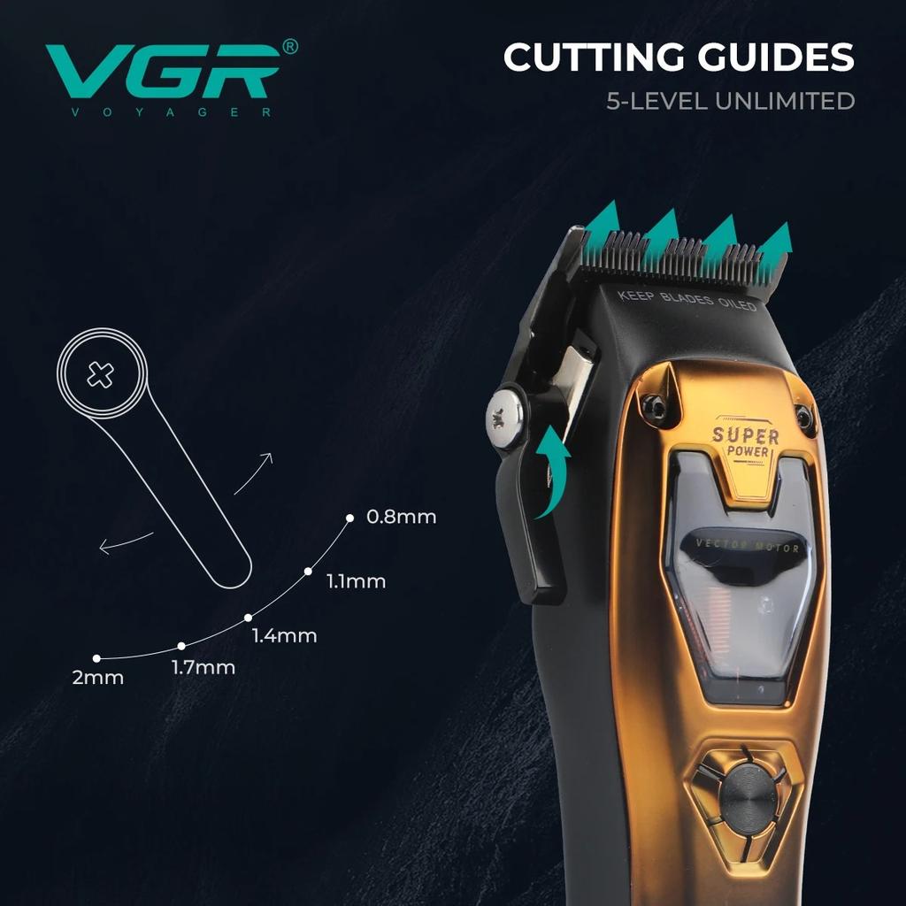VGR Hair Clippers Professional Hair Cut Machine 11000RPM Electric Clippers Adjustable Metal Trimmers for Men V-668 LED Intelligent Digital Display