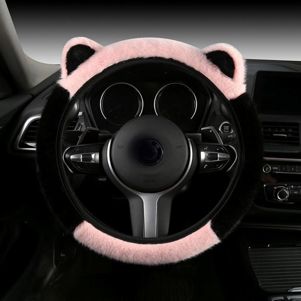 Non-slip Cat Ears  Steering Wheel Cover Warm Steering-Wheel Case Plush Steering Cover  Women
