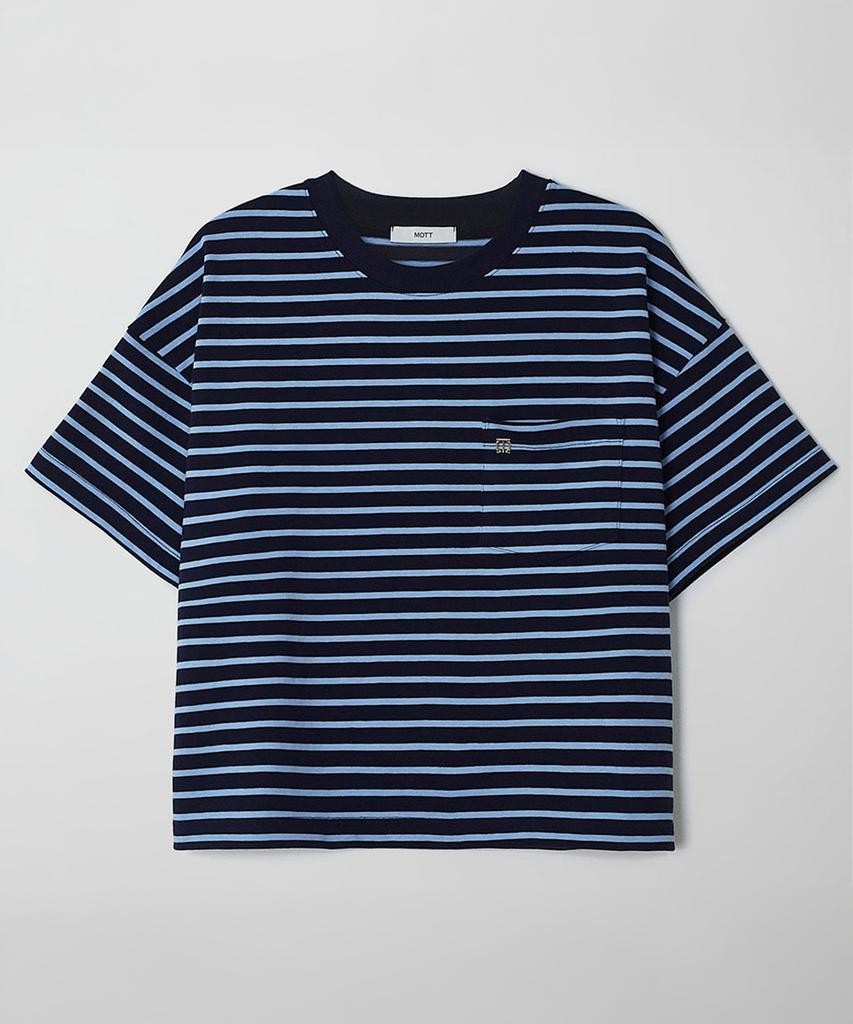 MOTT Pocket Stripe T-Shirt - Navy Blue