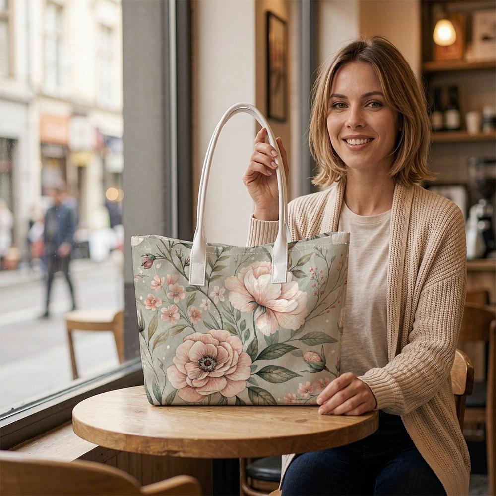 Elegant Floral Print Shoulder Bag Casual Large Capacity Fashion Tote for Daily Use