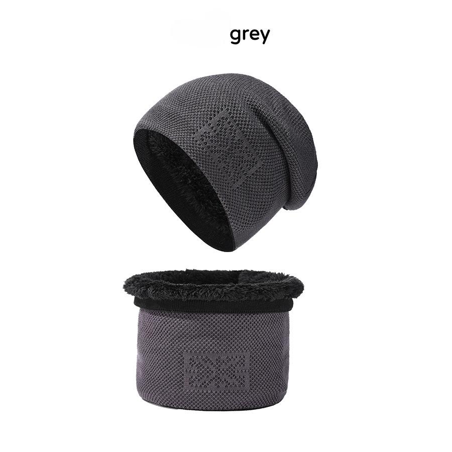 Мужской утепленный комплект из двух частей: вязаная флисовая шапка, шарф, ветрозащитная шапка-бини, осенне-зимний комплект из двух частей, защита ушей и шейный платок