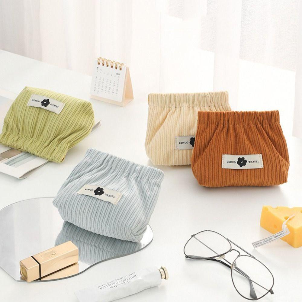 Makeup Bag Mini Cosmetic Bag Corduroy Leaf Spring Bag Portable Lipstick Storage Bag Women