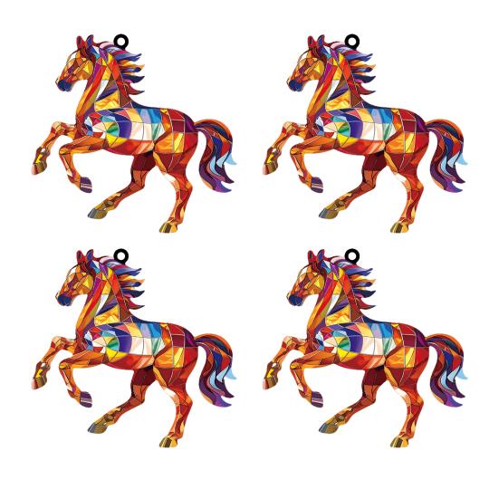 Christmas Horse Ornaments 2D Acrylic Colorful Horse Ornament for Christmas Tree Equestrian Gifts for Women Horse Lovers