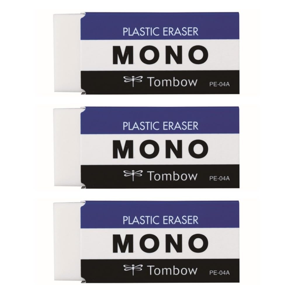 Tombow MONO Eraser for Elementary School Students and Up Perfect for Lower Pack of PE04, (Standard Size, Grades), 3, JCA-311