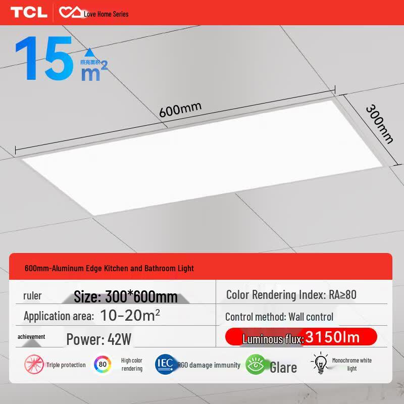 TCL Integrated LED Flat Panel Ceiling Light 30x60cm