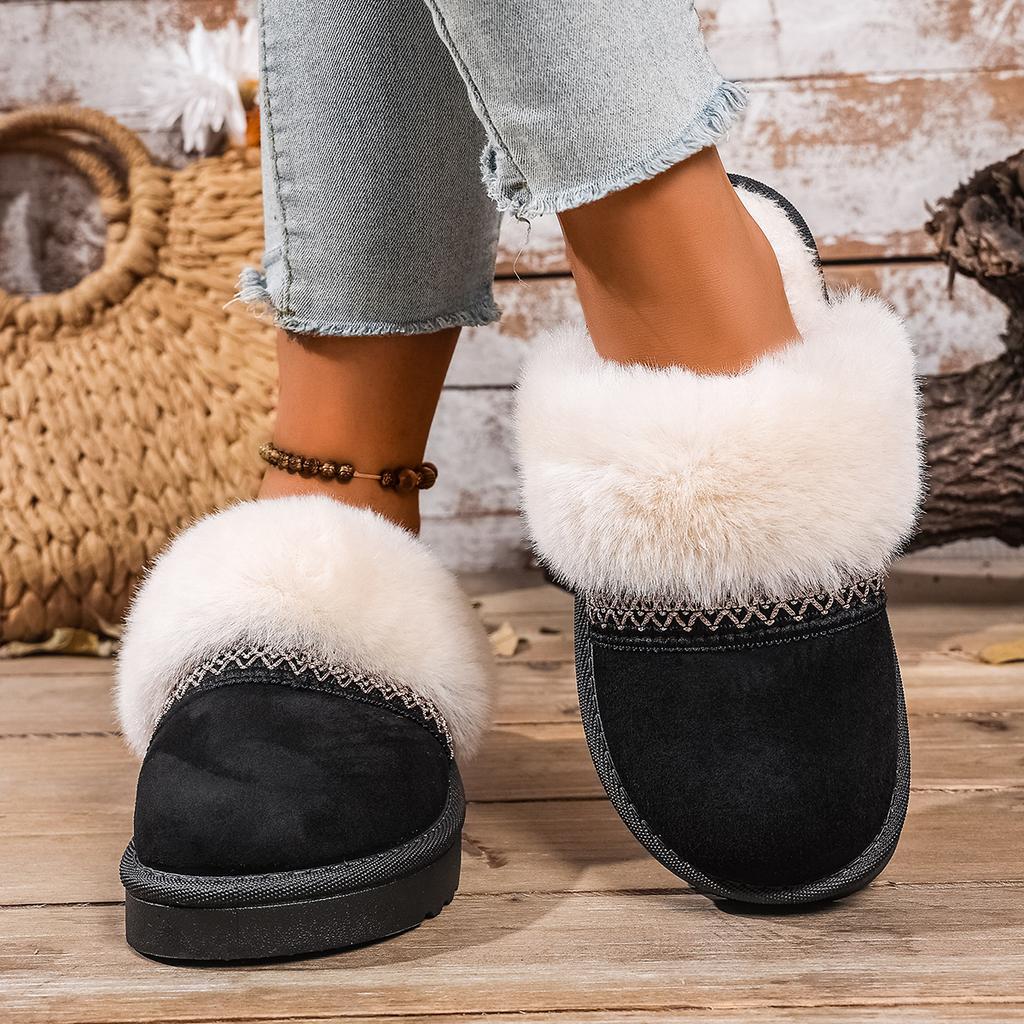 Fashion Women Slippers 2025 New Comfort Fur Platform Slippers Winter Warm Cotton Shoes Woman Fashion Fluffy House Slippers Slides Women