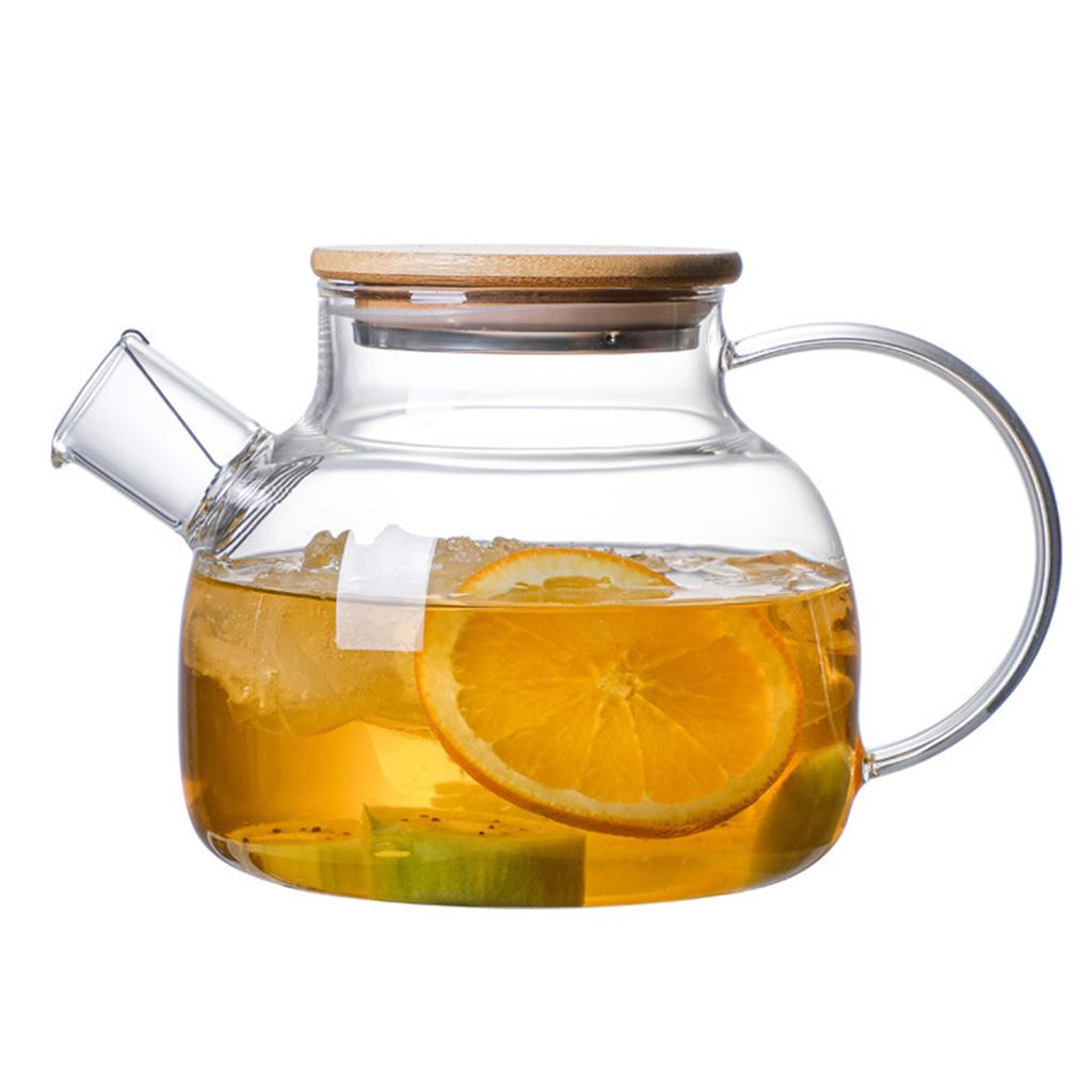 Large Transparent Glass Teapot Stovetop & Microwave Safe Kettles for Brewing Hot or Cold Tea