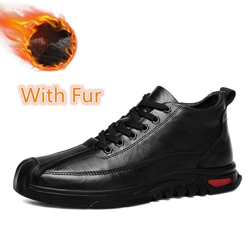 Высококачественная мужская повседневная обувь из натуральной кожи, теплая зимняя обувь, модные кроссовки для ходьбы, нескользящая обувь для треккинга класса люкс
