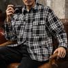 Американская ретро тяжелая черно-белая клетчатая рубашка с длинными рукавами, мужская сезонная модная брендовая свободная куртка, дюймовая одежда