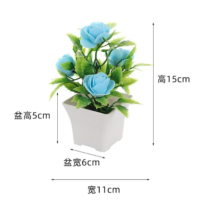 1Set Artificial Flower Plant Rose Potted Bonsai Office Garden Desktop Ornament Decor Artificial Flowers In Pot For Home Decor