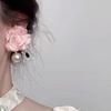 High-quality Pink Large Flower Earrings Senior Pearl Pendientes New Camellia Pearl Earrings Women