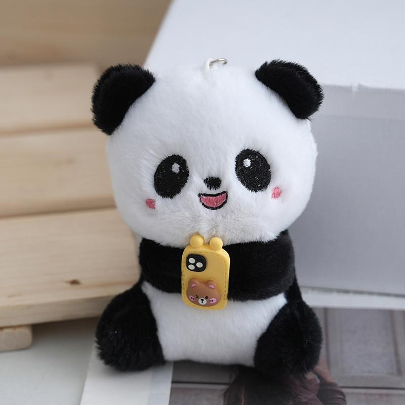 Charming Cartoon Panda Keychain Colorful Plush Doll With Soft Pp Cotton Filling