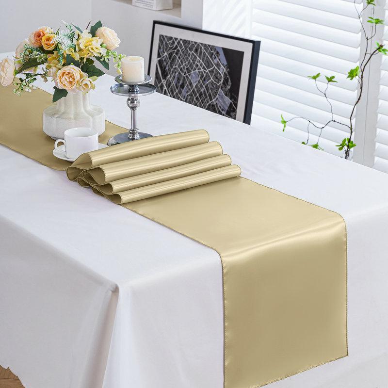 Скатерть-дорожка из сатина высокой плотности для свадеб и банкетов - Однотонная полиэстеровая декорация для стола