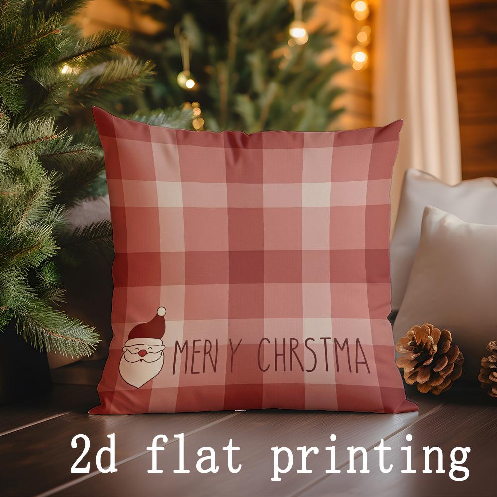 Home Decor Christmas-themed Snowflake & Checker Pillow Covers Pattern Cushion Cover Suitable for Sofa Bedroom Car Pillow Cover