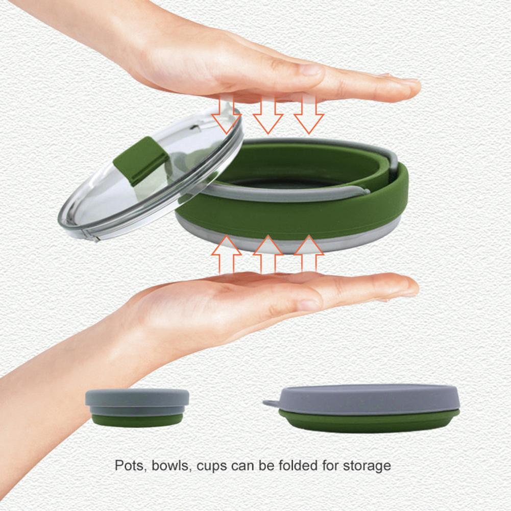 Silicone Folding Kettle, Camping Boiling Water Pot, Leak Proof Tea Coffee Cup and Mug, Heat Resistant Tableware for Outdoor
