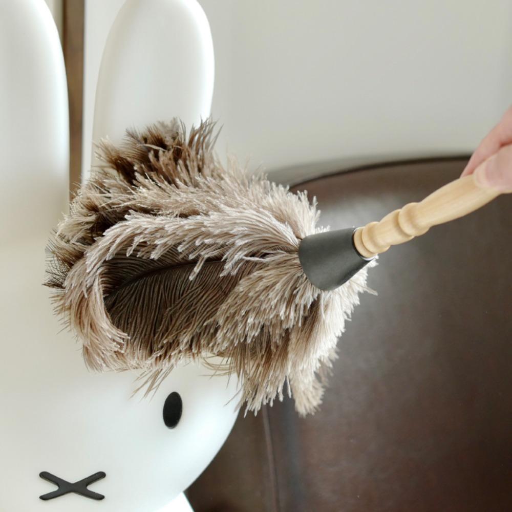 Duster Wooden Hand Household Ostrich Feather Fur Brush Ostrich Feather Brush Dust Removal Duster